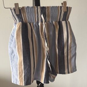 Striped Blue and Tan Women's Shorts